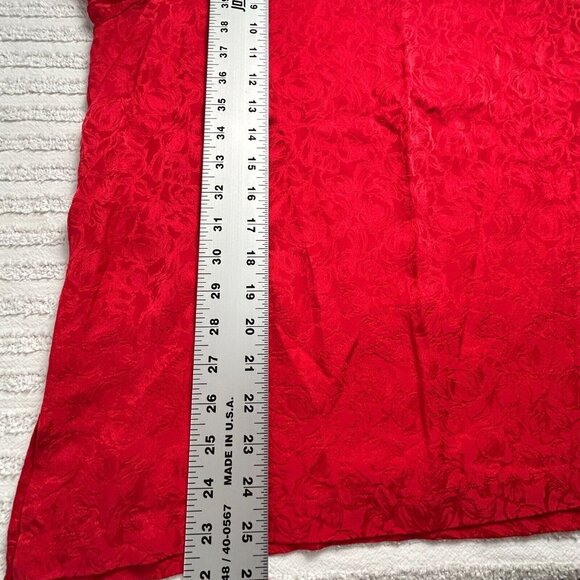 Vintage Stunt Collections Womens Red Jacquard Floral Silk Blouse Top Size Large - Picture 8 of 8